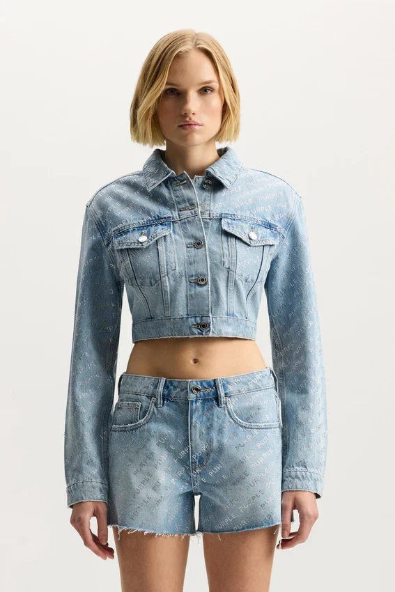 Logo Bling Crop Jacket
